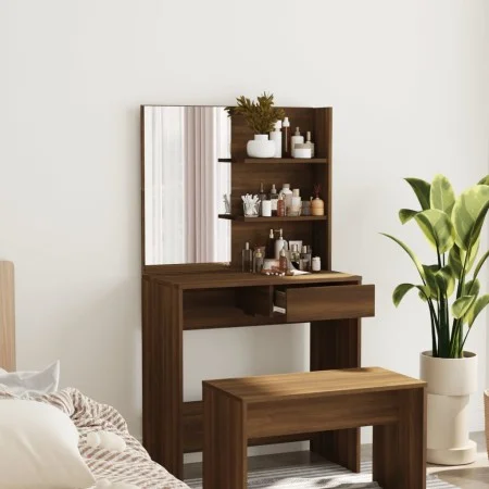 Dressing table with oak brown mirror 74.5x40x141 cm by vidaXL, Bedroom Dressers - Ref: Foro24-820492, Price: 72,81 €, Discoun...