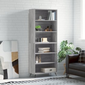 Aparador alto madera de ingeniería gris Sonoma 69,5x32,5x180 cm de vidaXL, Aparadores - Ref: Foro24-3189547, Precio: 112,99 €...