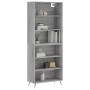 Aparador alto madera de ingeniería gris Sonoma 69,5x32,5x180 cm de vidaXL, Aparadores - Ref: Foro24-3189547, Precio: 113,40 €...