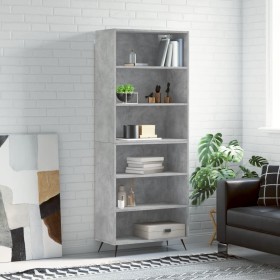 Aparador alto madera ingeniería gris hormigón 69,5x32,5x180 cm de vidaXL, Aparadores - Ref: Foro24-3189545, Precio: 107,99 €,...