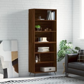 Aparador alto madera de ingeniería marrón roble 69,5x32,5x180cm de vidaXL, Aparadores - Ref: Foro24-3189548, Precio: 113,86 €...