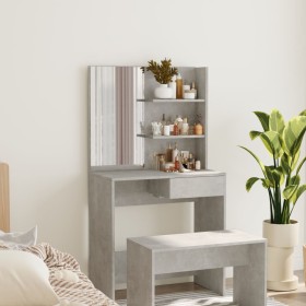 Concrete gray dressing table with mirror 74.5x40x141 cm by vidaXL, Bedroom Dressers - Ref: Foro24-802808, Price: 73,83 €, Dis...