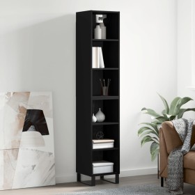 Aparador alto madera contrachapada negro 34,5x32,5x180 cm de vidaXL, Aparadores - Ref: Foro24-3189854, Precio: 86,03 €, Descu...