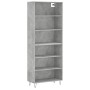 Aparador alto madera ingeniería gris hormigón 69,5x32,5x180 cm de vidaXL, Aparadores - Ref: Foro24-3189569, Precio: 107,70 €,...