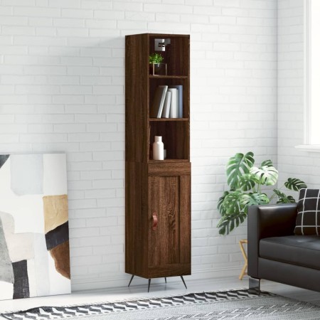 Tall brown oak plywood sideboard 34.5x34x180 cm by vidaXL, Sideboards - Ref: Foro24-3190060, Price: 89,99 €, Discount: %