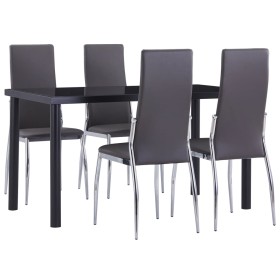 Juego de comedor 5 piezas cuero sintético gris de vidaXL, muebles para cocinas y comedores - Ref: Foro24-3052999, Precio: 373...