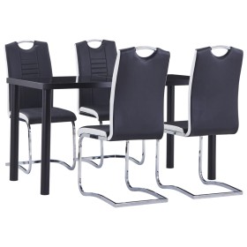 5-teiliges Esszimmer-Set Kunstleder schwarz von vidaXL, Möbelsets für Küchen und Esszimmer - Ref: Foro24-3053026, Preis: 439,...