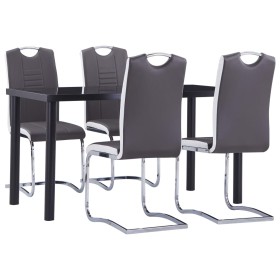 Juego de comedor 5 piezas cuero sintético gris de vidaXL, muebles para cocinas y comedores - Ref: Foro24-3053028, Precio: 462...