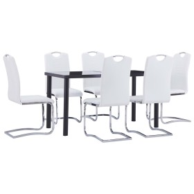 Juego de comedor 7 piezas cuero sintético blanco de vidaXL, muebles para cocinas y comedores - Ref: Foro24-3053031, Precio: 5...