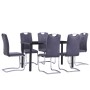 7-piece dining set in gray artificial suede. by vidaXL, Furniture sets for kitchens and dining rooms - Ref: Foro24-3053039, P...