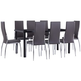 Juego de comedor 9 piezas cuero sintético gris de vidaXL, muebles para cocinas y comedores - Ref: Foro24-3053042, Precio: 568...