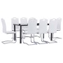 Juego de comedor 9 piezas cuero sintético blanco de vidaXL, muebles para cocinas y comedores - Ref: Foro24-3053074, Precio: 7...