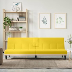 Sofa bed with cup holder light yellow fabric by vidaXL, Sofas - Ref: Foro24-351867, Price: 240,99 €, Discount: %