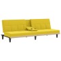 Sofá cama con portavasos tela amarillo claro de vidaXL, Sofás - Ref: Foro24-351867, Precio: 240,19 €, Descuento: %