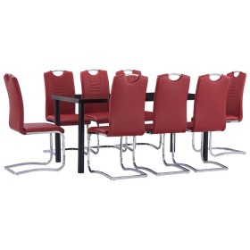 Juego de comedor 9 piezas cuero sintético rojo de vidaXL, muebles para cocinas y comedores - Ref: Foro24-3053078, Precio: 731...