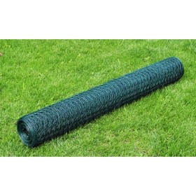 Alambrada de gallinero con revestimiento PVC verde 25x1 m de vidaXL, Paneles de vallas - Ref: Foro24-140413, Precio: 33,98 €,...