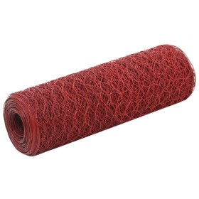 Steel chicken wire with red PVC coating 25x0.5 m by vidaXL, fence panels - Ref: Foro24-143297, Price: 22,99 €, Discount: %