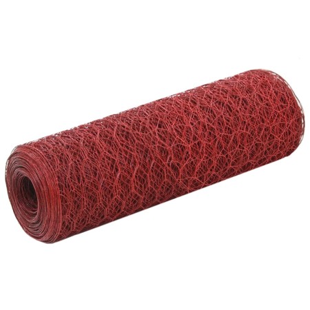 Steel chicken wire with red PVC coating 25x0.5 m by vidaXL, fence panels - Ref: Foro24-143299, Price: 25,43 €, Discount: %