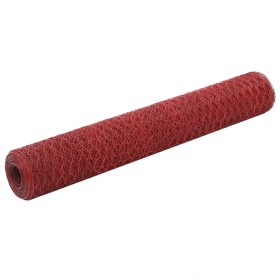 Steel chicken wire with red PVC coating 25x1 m by vidaXL, fence panels - Ref: Foro24-143307, Price: 32,79 €, Discount: %