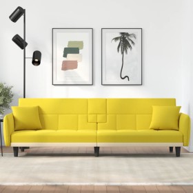 Sofa bed with cup holder light yellow fabric by vidaXL, Sofas - Ref: Foro24-351873, Price: 272,27 €, Discount: %