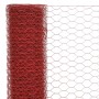 Chicken wire fence, steel with red PVC coating, 25x1.5 m by vidaXL, fence panels - Ref: Foro24-143312, Price: 55,58 €, Discou...