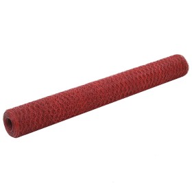 Steel chicken wire with red PVC coating 25x1.2 m by vidaXL, fence panels - Ref: Foro24-143317, Price: 44,99 €, Discount: %