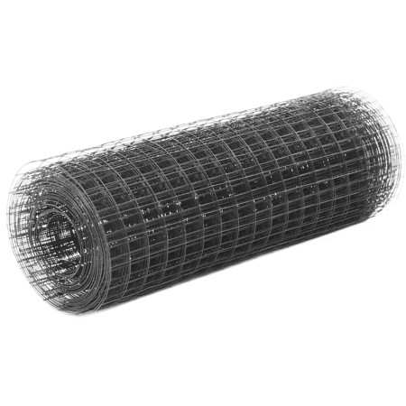 Steel chicken wire with gray PVC coating 10x0.5 m by vidaXL, fence panels - Ref: Foro24-143646, Price: 18,99 €, Discount: %