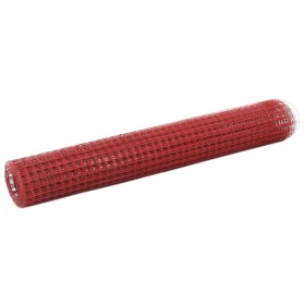 Steel chicken wire with red PVC coating 10x1 m by vidaXL, fence panels - Ref: Foro24-143659, Price: 28,34 €, Discount: %