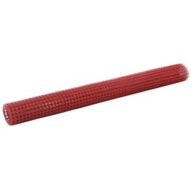 Steel chicken wire with red PVC coating 10x1.5 m by vidaXL, fence panels - Ref: Foro24-143671, Price: 37,44 €, Discount: %