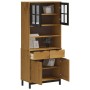 Aparador alto con puertas vidrio FLAM madera pino 80x40x180 cm de vidaXL, Aparadores - Ref: Foro24-3196554, Precio: 263,03 €,...