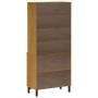 High sideboard with glass doors FLAM pine wood 80x40x180 cm by vidaXL, Sideboards - Ref: Foro24-3196554, Price: 244,46 €, Dis...