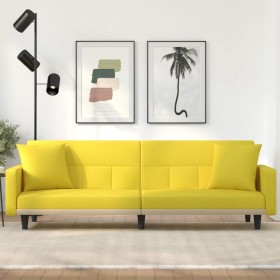 Sofa bed with light yellow fabric cushions by vidaXL, Sofas - Ref: Foro24-351879, Price: 240,99 €, Discount: %