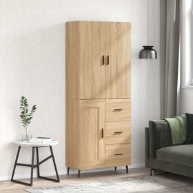 Aparador alto madera contrachapada color roble 69,5x34x180 cm de vidaXL, Aparadores - Ref: Foro24-3196030, Precio: 153,99 €, ...