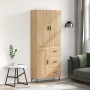 Aparador alto madera contrachapada color roble 69,5x34x180 cm de vidaXL, Aparadores - Ref: Foro24-3196030, Precio: 153,51 €, ...