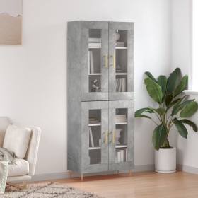 Aparador alto madera contrachapada gris hormigón 69,5x34x180 cm de vidaXL, Aparadores - Ref: Foro24-3198269, Precio: 165,07 €...