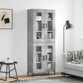 Aparador alto madera contrachapada gris hormigón 69,5x34x180 cm de vidaXL, Aparadores - Ref: Foro24-3198277, Precio: 164,99 €...