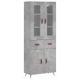 Aparador alto madera contrachapada gris hormigón 69,5x34x180 cm de vidaXL, Aparadores - Ref: Foro24-3198509, Precio: 156,99 €...