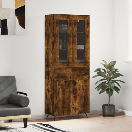 Aparador alto madera contrachapada roble ahumado 69,5x34x180 cm de vidaXL, Aparadores - Ref: Foro24-3198510, Precio: 155,99 €...