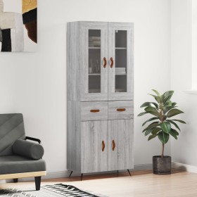 High sideboard sonoma gray plywood 69.5x34x180 cm by vidaXL, Sideboards - Ref: Foro24-3198511, Price: 161,99 €, Discount: %