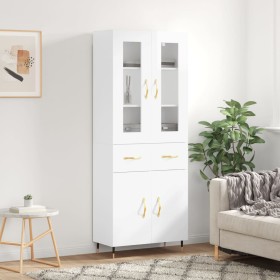 Aparador alto madera contrachapada blanco brillo 69,5x34x180 cm de vidaXL, Aparadores - Ref: Foro24-3198515, Precio: 187,99 €...