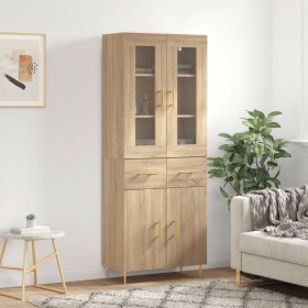 Aparador alto madera contrachapada color roble 69,5x34x180 cm de vidaXL, Aparadores - Ref: Foro24-3198524, Precio: 155,99 €, ...