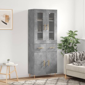 Aparador alto madera contrachapada gris hormigón 69,5x34x180 cm de vidaXL, Aparadores - Ref: Foro24-3198525, Precio: 159,99 €...