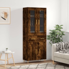 Aparador alto madera contrachapada roble ahumado 69,5x34x180 cm de vidaXL, Aparadores - Ref: Foro24-3198526, Precio: 159,99 €...