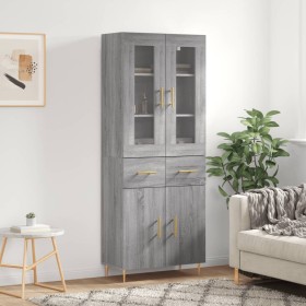 Aparador alto madera contrachapada gris sonoma 69,5x34x180 cm de vidaXL, Aparadores - Ref: Foro24-3198527, Precio: 165,99 €, ...