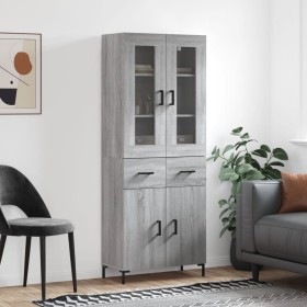 Aparador alto madera contrachapada gris sonoma 69,5x34x180 cm de vidaXL, Aparadores - Ref: Foro24-3198535, Precio: 172,99 €, ...