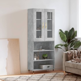 Concrete gray plywood tall sideboard 69.5x34x180 cm by vidaXL, Sideboards - Ref: Foro24-3198709, Price: 133,99 €, Discount: %