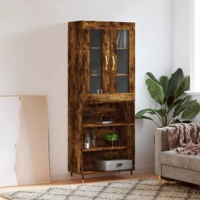 Aparador alto madera contrachapada roble ahumado 69,5x34x180 cm de vidaXL, Aparadores - Ref: Foro24-3198710, Precio: 137,99 €...