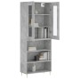 Aparador alto madera contrachapada gris hormigón 69,5x34x180 cm de vidaXL, Aparadores - Ref: Foro24-3198717, Precio: 134,62 €...