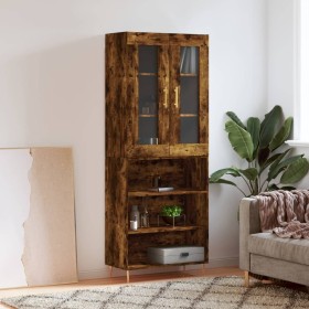 Aparador alto madera contrachapada roble ahumado 69,5x34x180 cm de vidaXL, Aparadores - Ref: Foro24-3198718, Precio: 134,99 €...