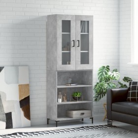 Concrete gray plywood tall sideboard 69.5x34x180 cm by vidaXL, Sideboards - Ref: Foro24-3198725, Price: 139,99 €, Discount: %